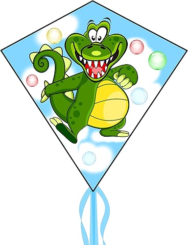 JEKOSEN Magic Croc - Cometa para niños y adultos con cola de una sola línea fácil de volar para viajes a la playa parque juegos y actividades al