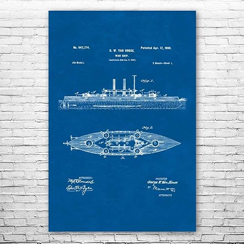 Póster de barco de batalla azul marino, naval de guerra, destroyor, regalo de marinero, regalo náutico, regalo militar (8 x 10 pulgadas)