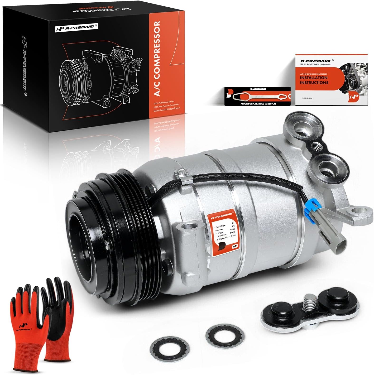 A-Premium A/C Compressor with Clutch Compatible with Chevrolet, GMC ...
