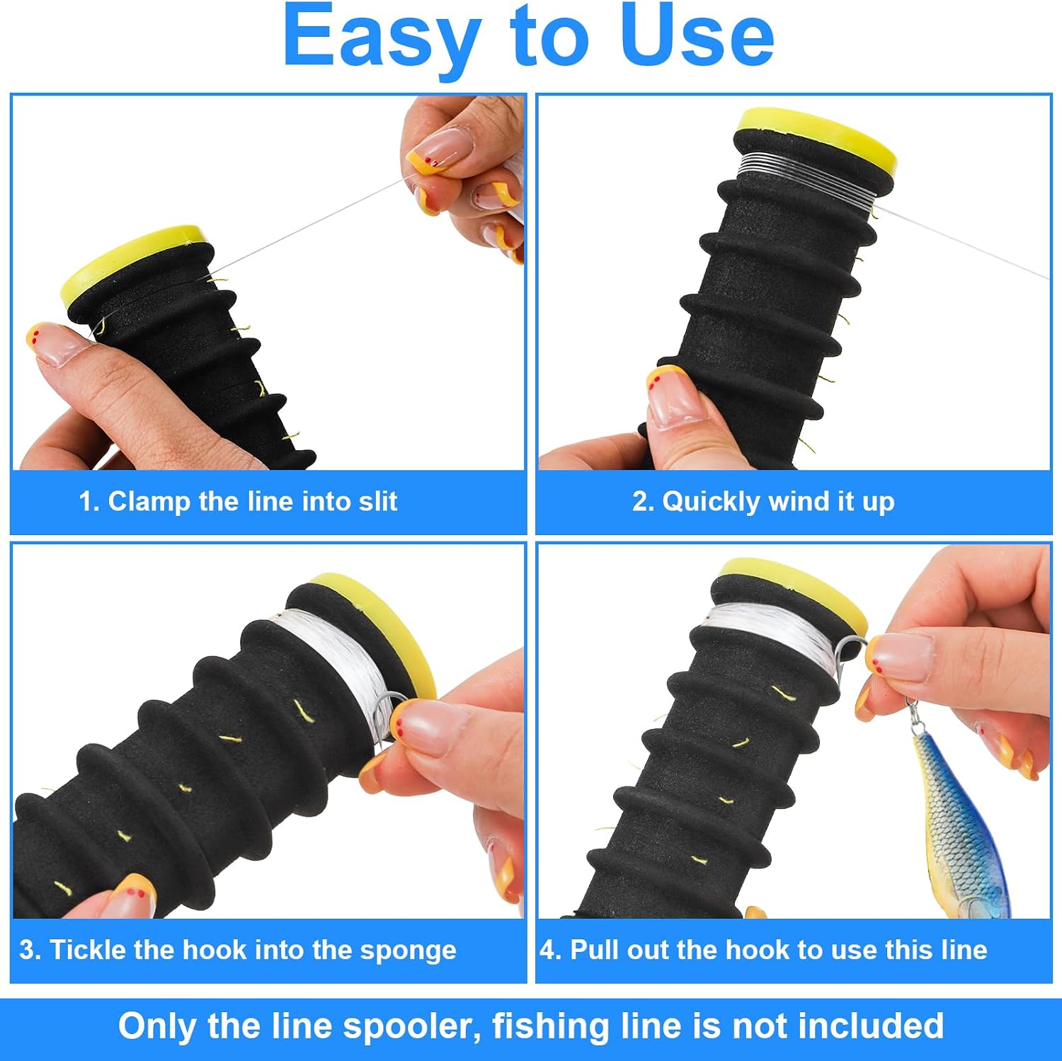 ZENFUN 4 Pc Fishing Line Storage Organizer, Fish Leader Holder with 12 Slots to Keep Your Lines Tangle Free, Spooler Winder, and Hook Keeper with Rigging Spools image 4