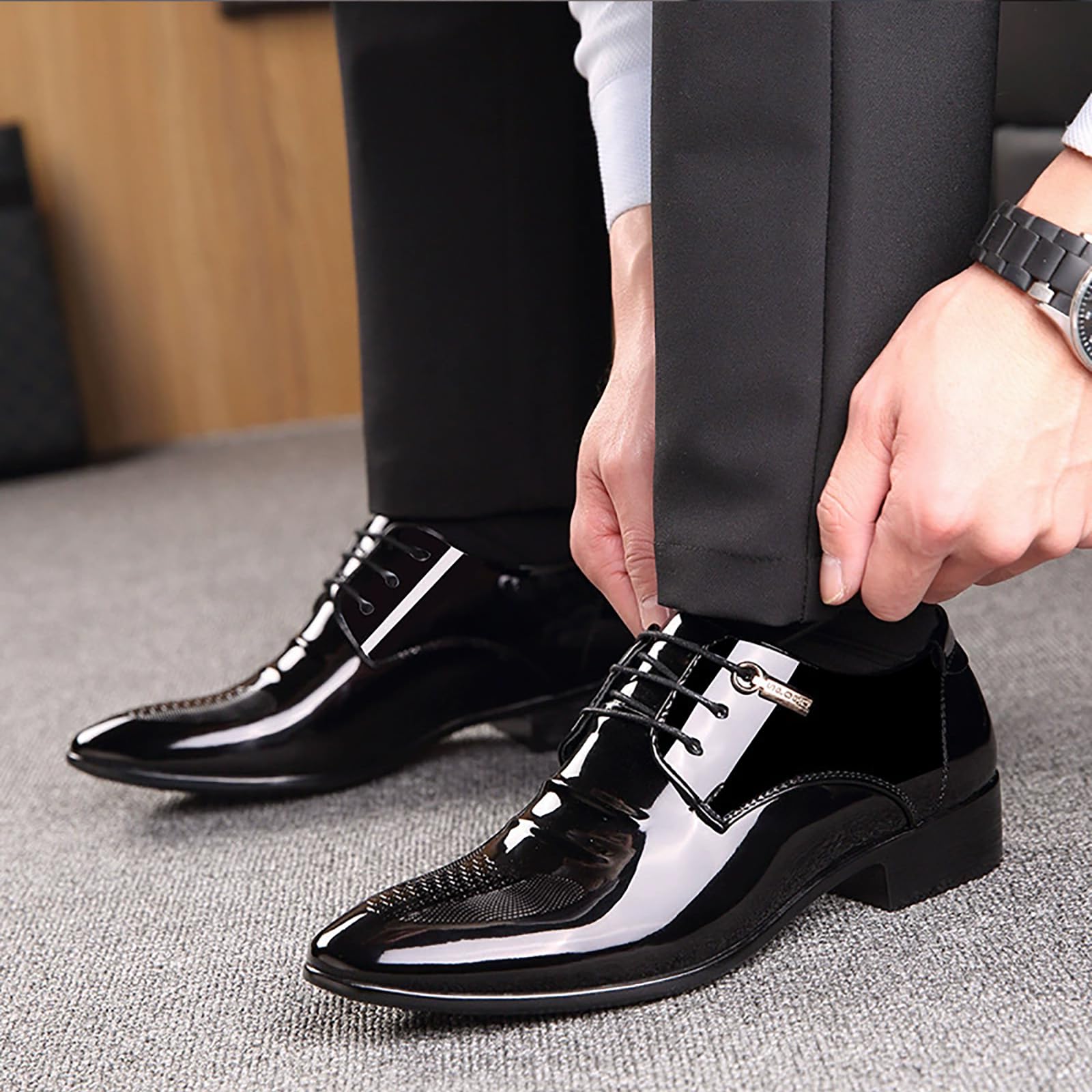 Scarpe Eleganti Oxfords Laces per Gli Uomini Derby di Nozze Scarpe da Affari Formali Brogues