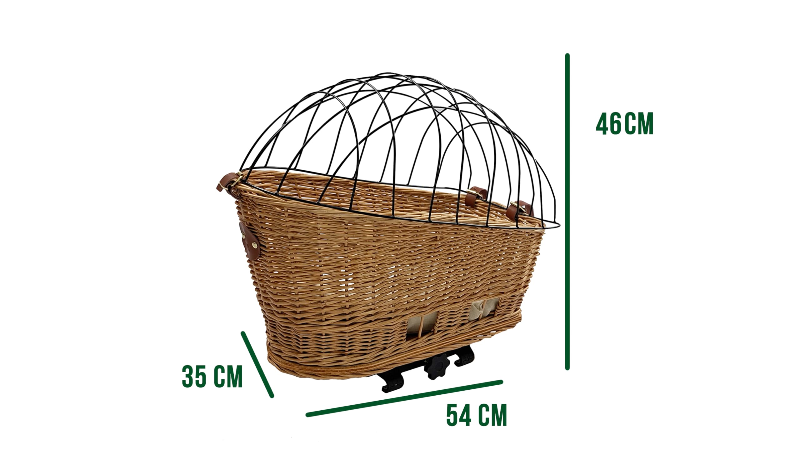 Cestino per bicicletta posteriore in vimini, per cane o gatto, da fissare sul portabagagli