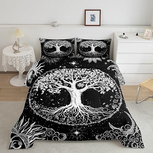 Miniatura 41 de Castle Fairy Juego de edredón de Halloween tamaño individual, juego de ropa de cama con estampado de animales de murciélagos negros para niños