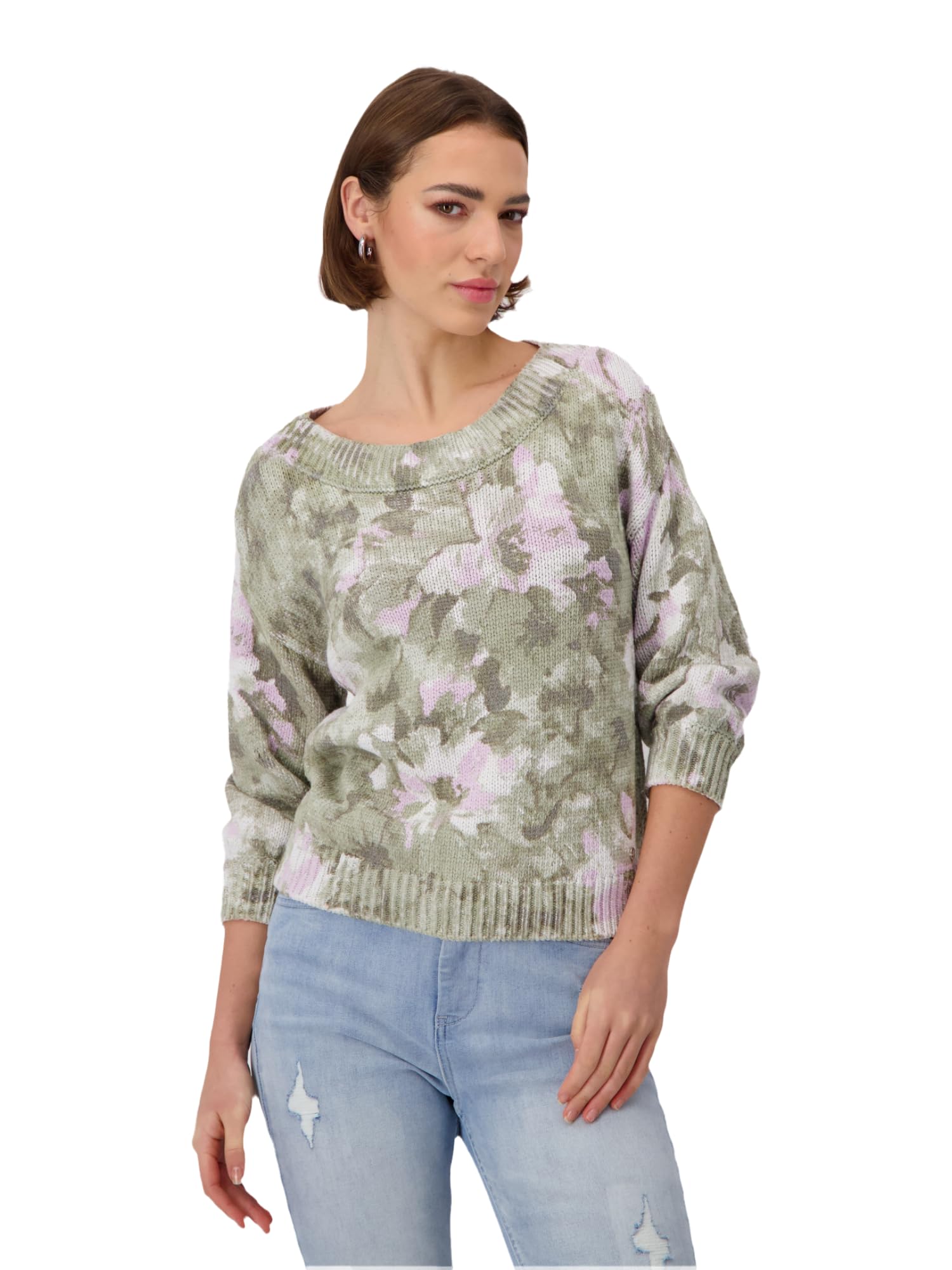 Monari Strickjacke MONARI Sweatshirt Mit Blumenmuster – Bubblegum