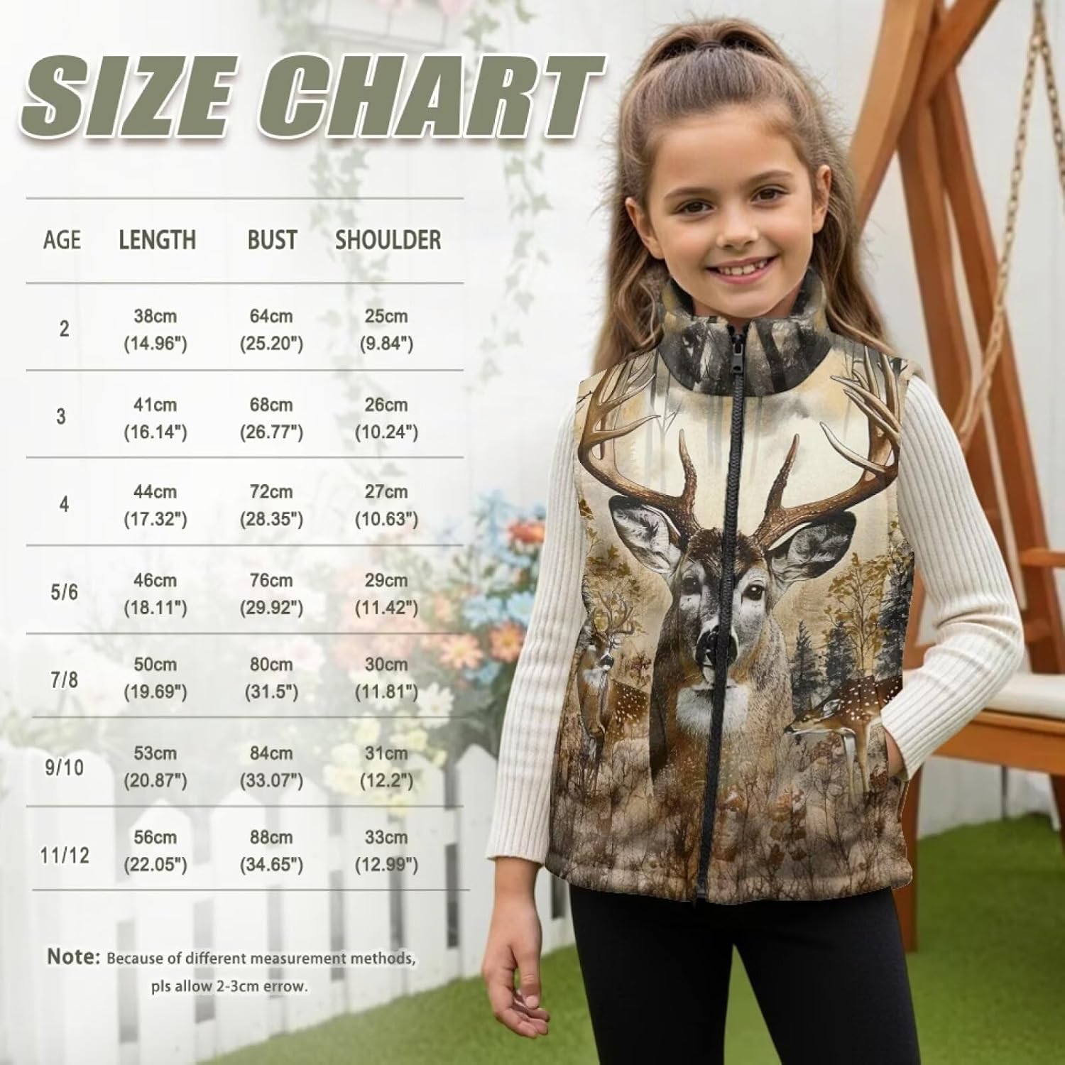 WELLFLYHOM Hunting Vest for Girls Boys Camo Jacket 2-12Y Stand Collar Kids Toddler Hunting Jacket Zipper Fleece Vest