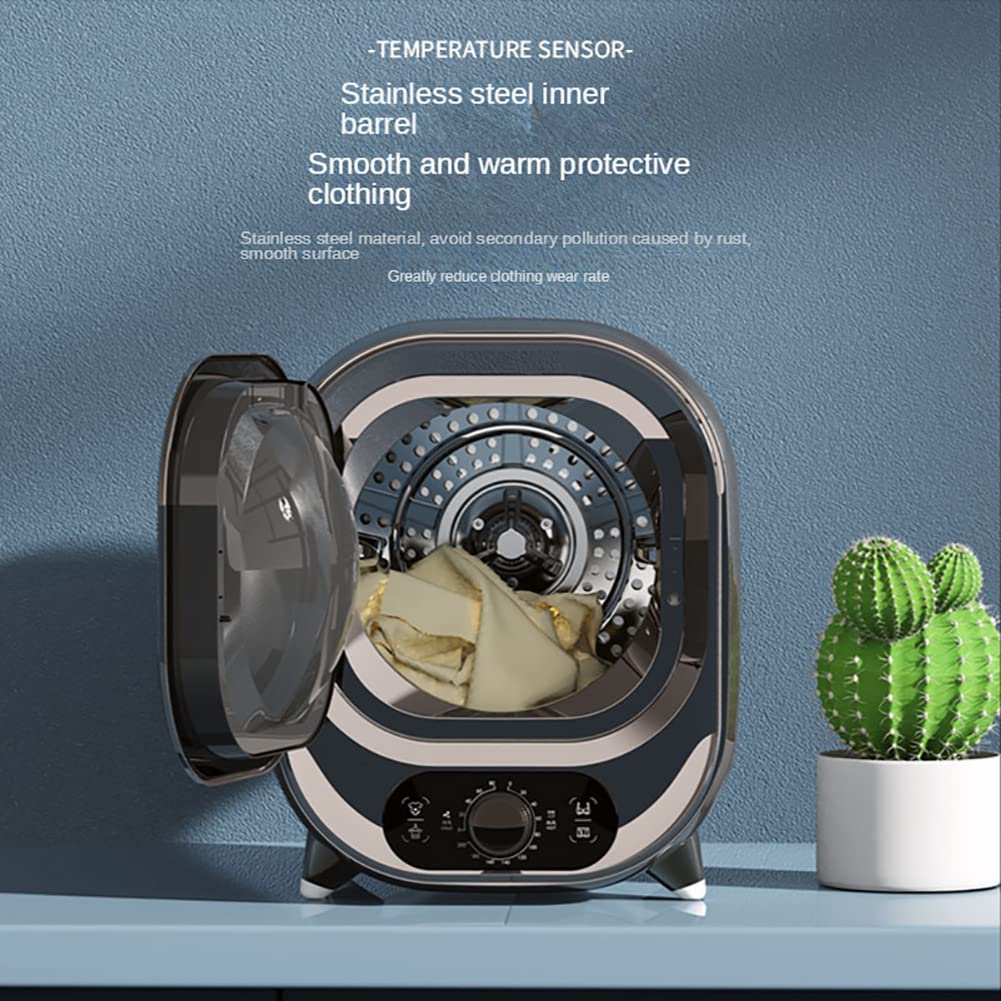 Mini secadora de ropa eléctrica portátil, capacidad de carga frontal, secadora de ropa compacta con tina de acero inoxidable, secadora de ropa eléctrica de 500 W, para apartamento, dormitorio brown