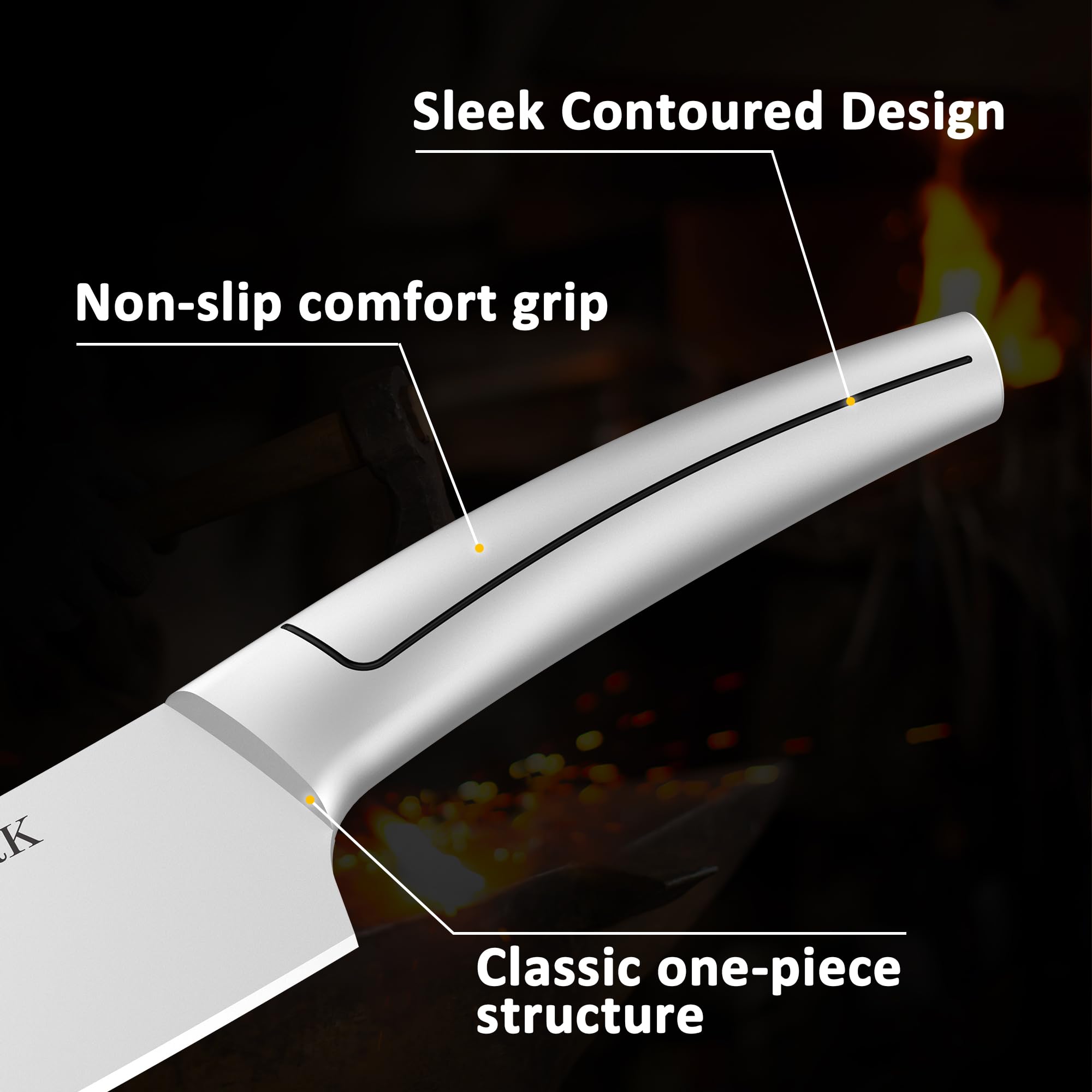 Jeu de Couteaux de Cuisine Professionnels 13 Pièces Bloc en Bois d'Hévéa avec Aiguiseur Intégré Lames Extra-Affûtées Lavables au Lave-Vaisselle