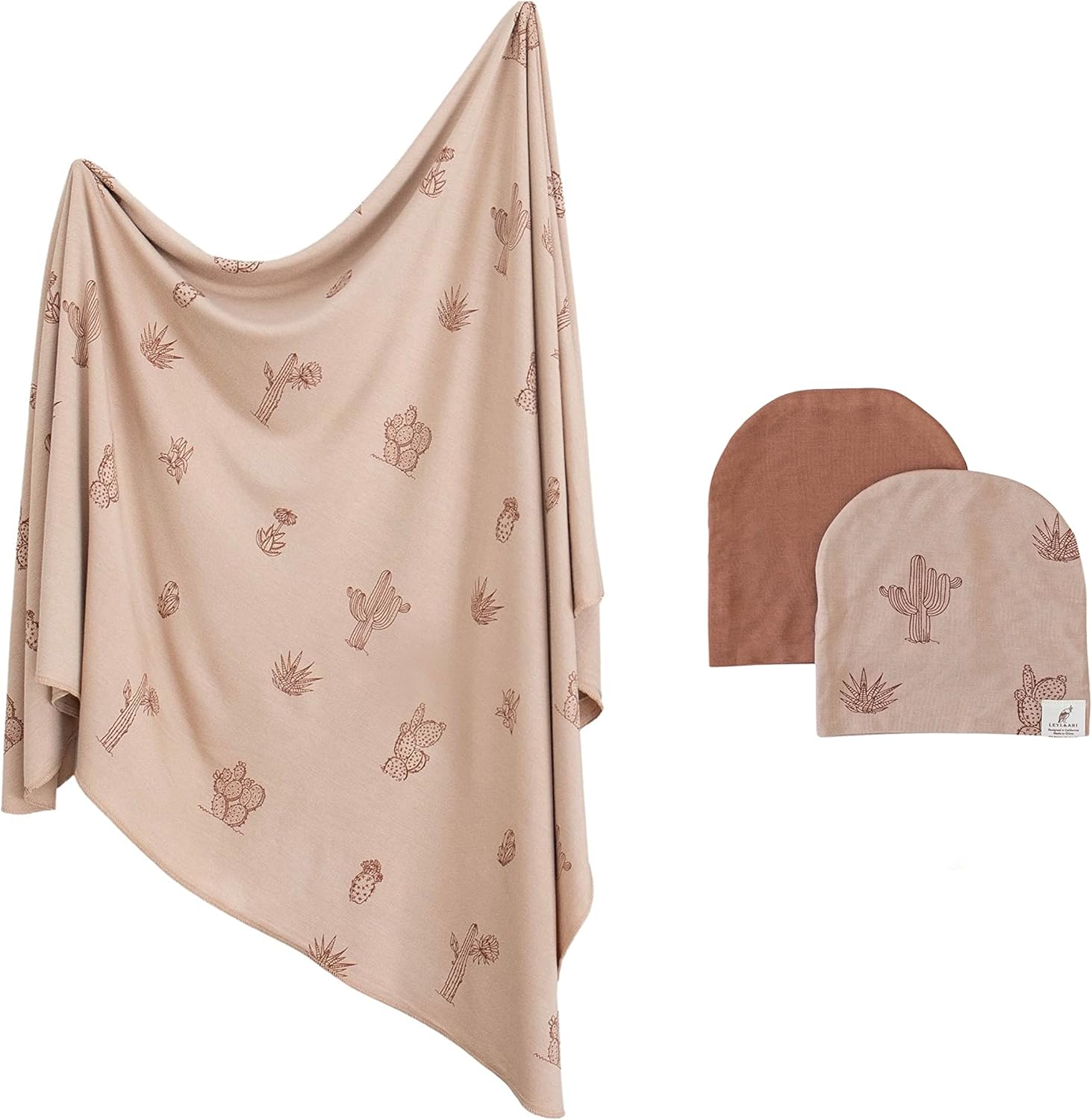 Leyl&Ari Stretchy Swaddle Blanket Hat Set | Receiving Blankets for Newborn Babies | Jersey Swaddle Blanket