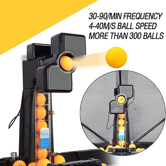 Table Tennis Robot Ping Pong Ball Machine 50W Automatic Ping Pong Robot Trainer Table Tennis Robot Machine with Net and 100 Balls