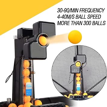 Table Tennis Robot Ping Pong Ball Machine 50W Automatic Ping Pong Robot Trainer Table Tennis Robot Machine with Net and 100 Balls