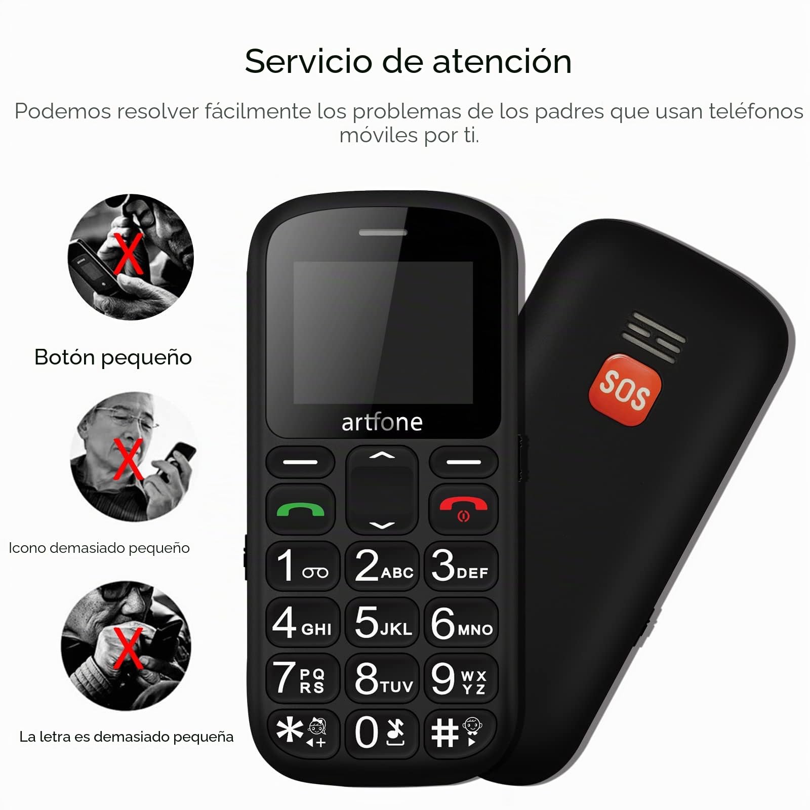 artfone CS181 Negro -GSM Teléfono Móvil para Personas Mayores丨Senior Móviles de Teclas Grandes丨Doble SIM丨FM丨Llamada Rápida丨Botón SOS丨Volumen Alto丨Batería de 800 mAh丨Audífono丨Bloqueo de teclas丨Radio FM