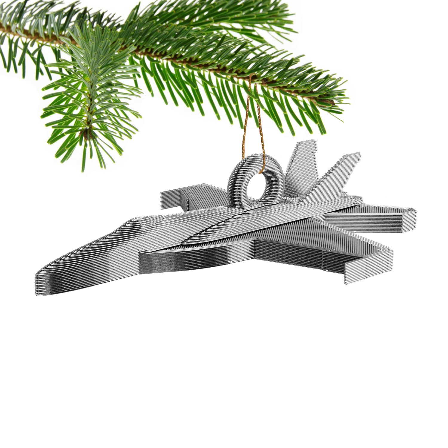 3D Cabin Silver Super Hornet Fighter Jet Christmas Tree Bauble Decoration Ornament For Christmas Xmas Noel (Silver)