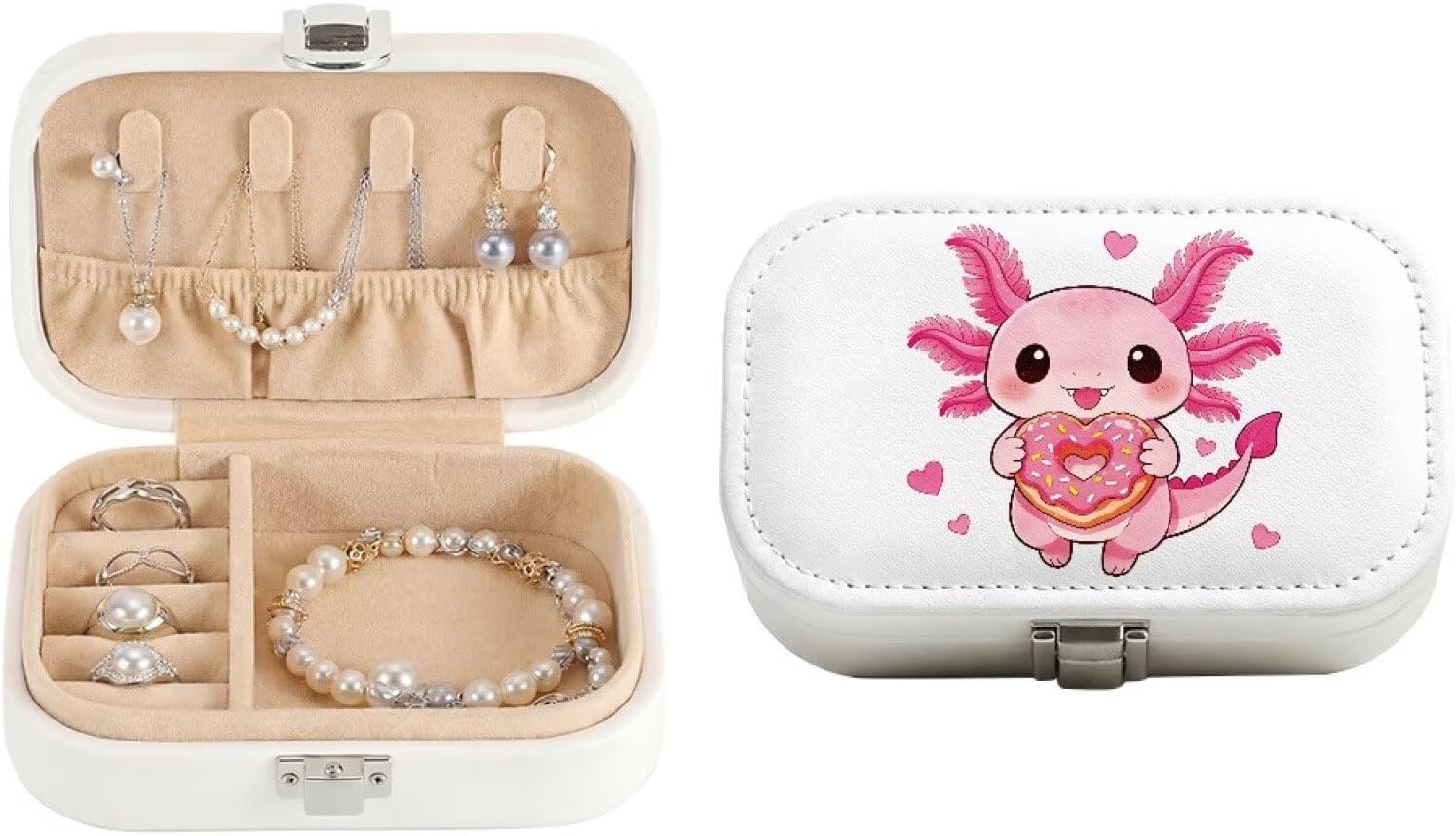 Mini Jewelry Case Rectangle Personalized Cute Axolotl Print