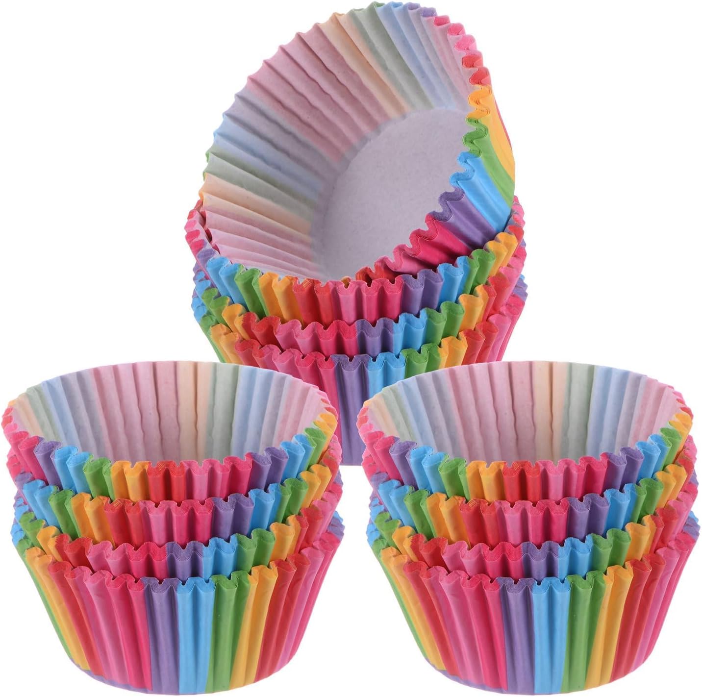 100 Pack Rainbow Cupcake Liners, Standard Size Greaseproof Baking Cups
