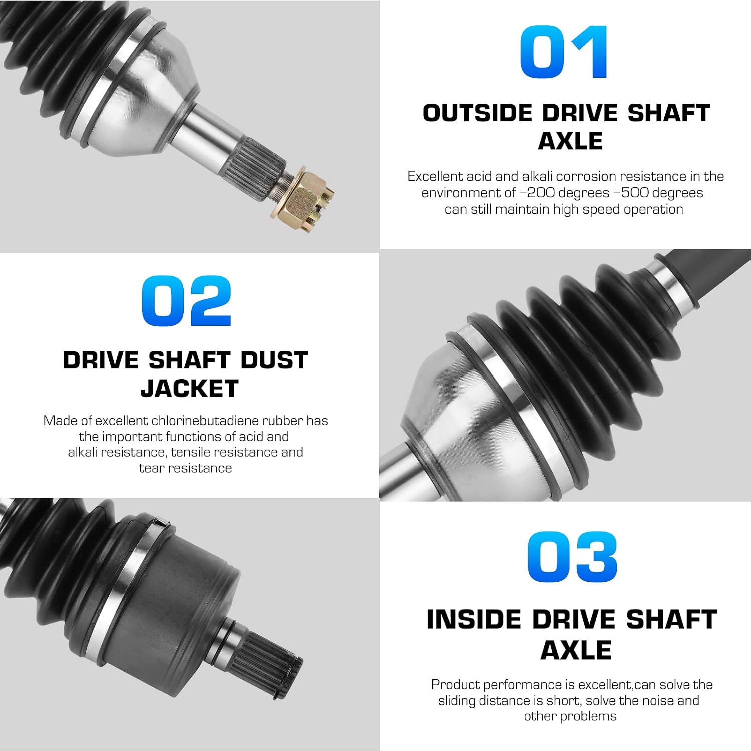 Rear Left&Right CV Axle Shaft for Can-Am Defender MAX DPS XT HD8 2016-2021, for HD9 2022-2024, for HD10 2016-2019, Replace for 705502406, 705502451, 1 pcs for 83 inch Rear Axle
