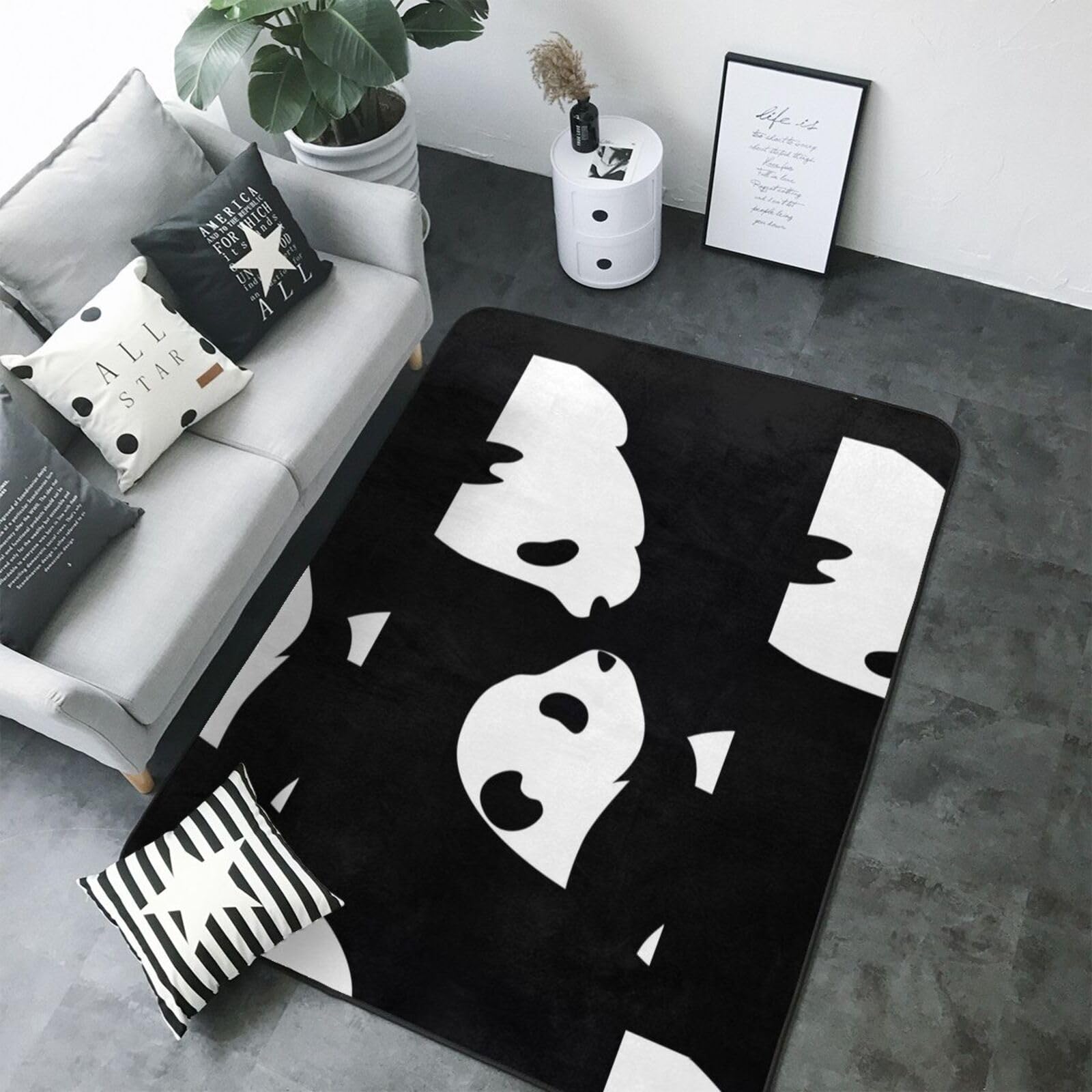 Panda Zwierzę Gryzak Antypoślizgowa Chłonna Mata Podłogowa 203x148 cm, Do Dekoracji Domu Parapetówka Nowy Dom Prezent