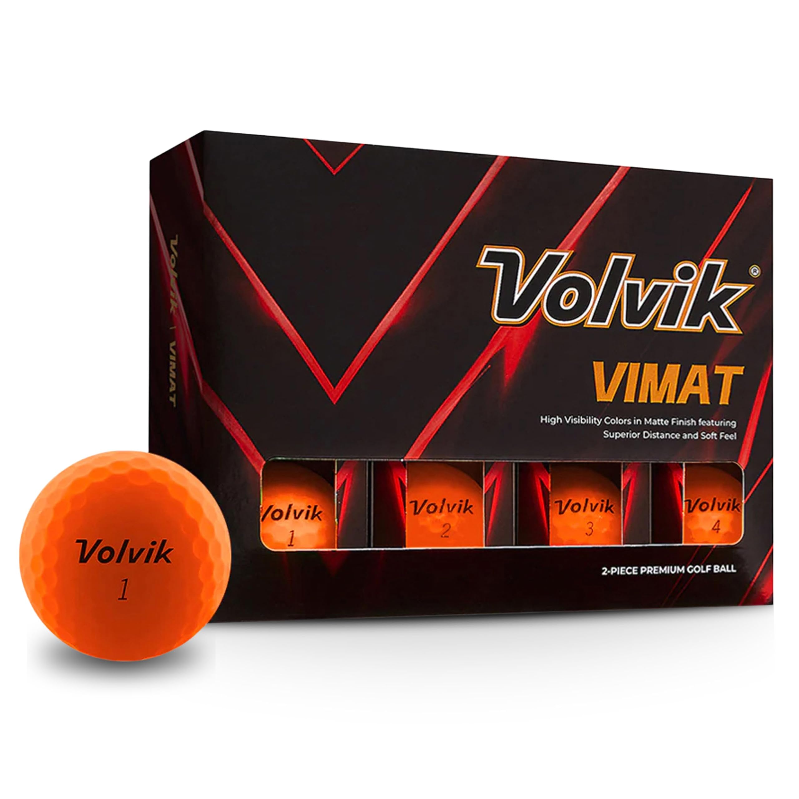 Volvik ViMat Orange Golf Balls – New for 2025, 85 Compression, Matte, 2 Piece Single Core, Vibrant Orange, 12 Pack