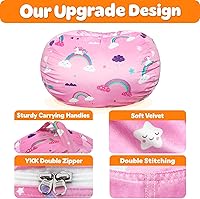 Vista 41 de Lukeight - Puf de almacenamiento de animales de peluche para niños, funda para puf de dinosaurio con cremallera para organizar la habitación