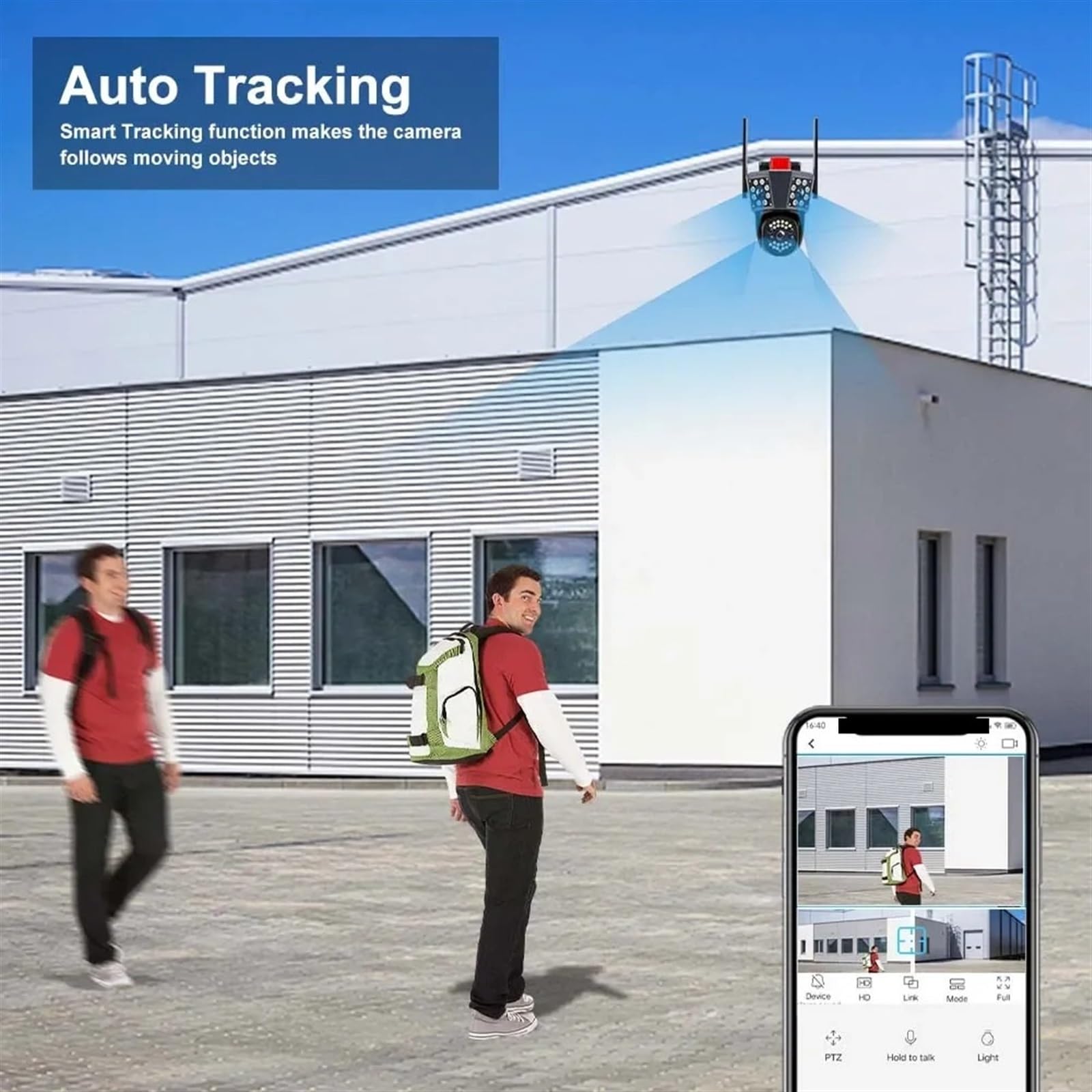 Kamera bezpieczeństwa, 12MP 6K PTZ kamera z trzema ekranami zewnętrzna trzy ekrany ochrona automatyczne śledzenie wykrywanie ruchu IP typu Survalance(Camera Add 32G SD)
