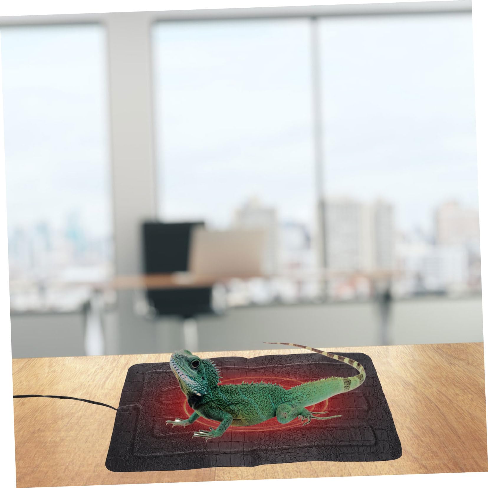 Yardwe Alfombra Calefactable Eléctrica para Reptiles y Mascotas Pequeñas, Regulación USB de 3 Niveles, Material Cuero Negro, Adecuado para Terrarios y Uso en Exteriores