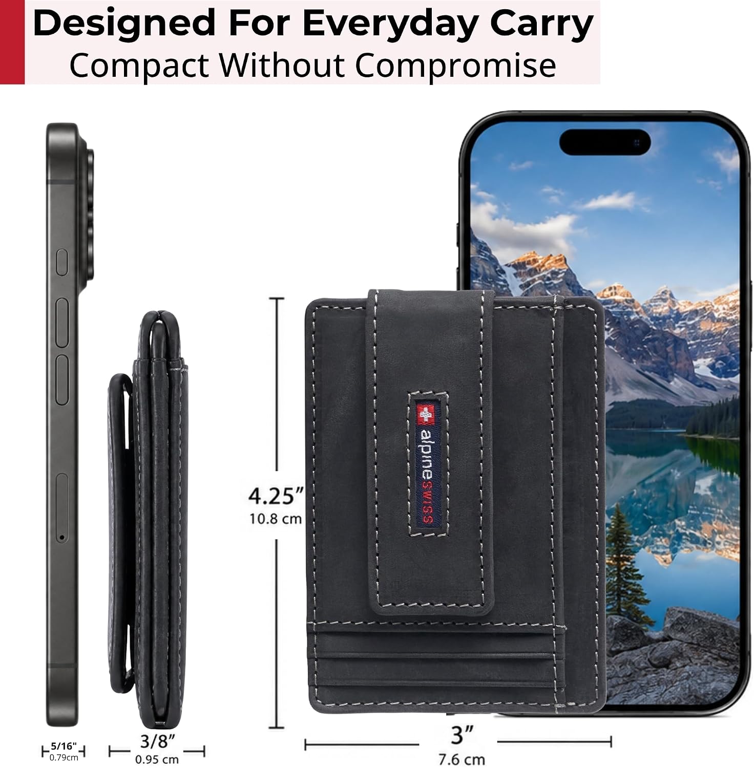 Alpine Swiss Harper Mens RFID Slim Money Clip Front Pocket Wallet Minimalist Leather ID Card Holder image 4