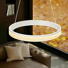 doporro Luvina02 30 W Dimmable LED Pendant Lamp Matt White Round Diameter 60 cm with Remote Control for Living Room, Dining Room, Bedroom
