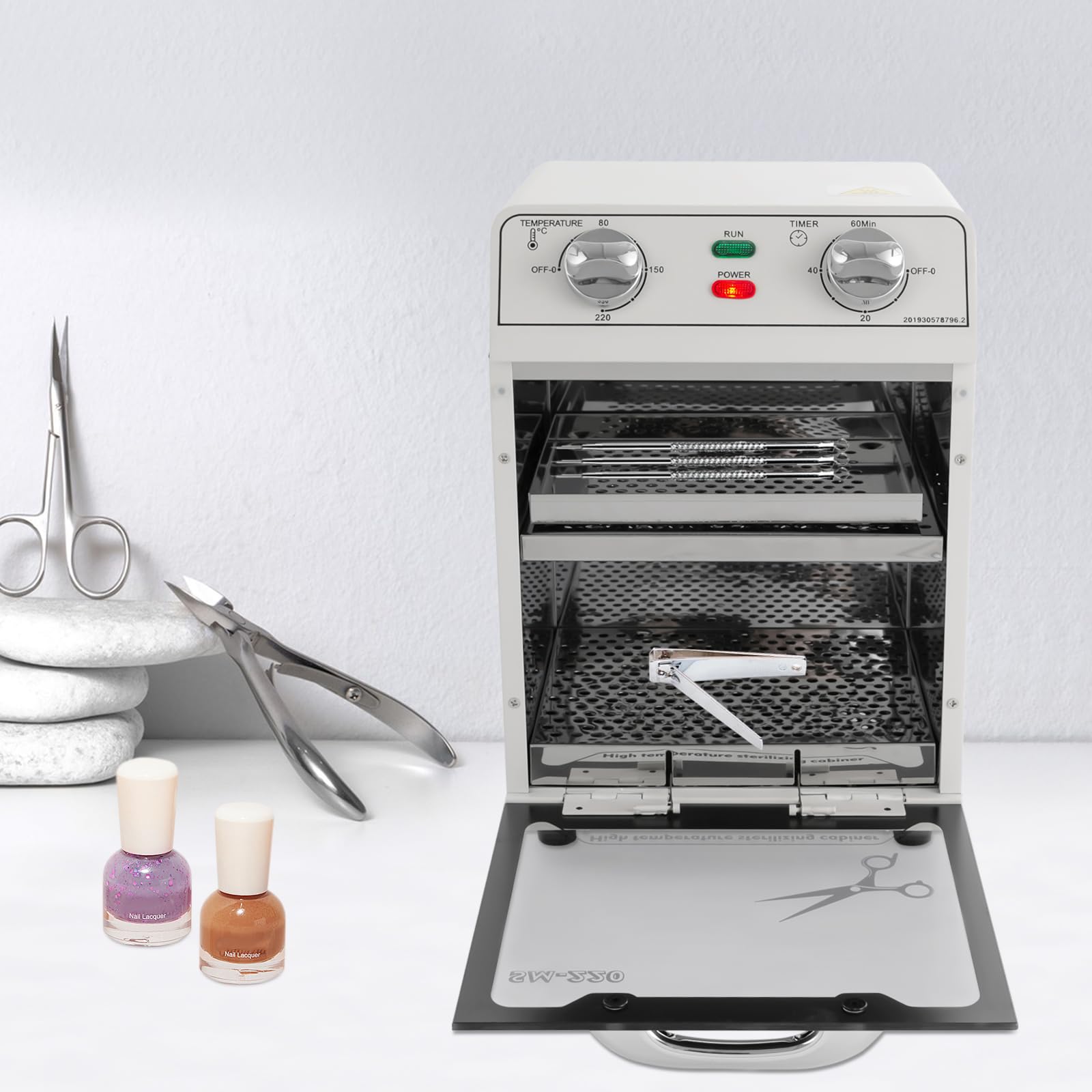 Hochtemperatur-Sterilisator 600W 8L Hitze Hochtemperatur Sterilisator Sterilisator mit Temperaturregelung und Timer 22x21x31.5 max. 220°C, für Friseursalon Spa Nagelstudio Werkzeugsterilisator