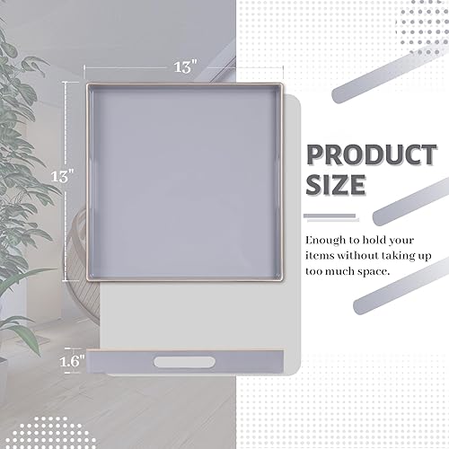 Miniatura 112 de MAONAME Bandeja decorativa, bandeja negra con asas, bandejas de mesa auxiliar, bandejas cuadradas de plástico para otomana, baño, cocina, 13 x 13 x