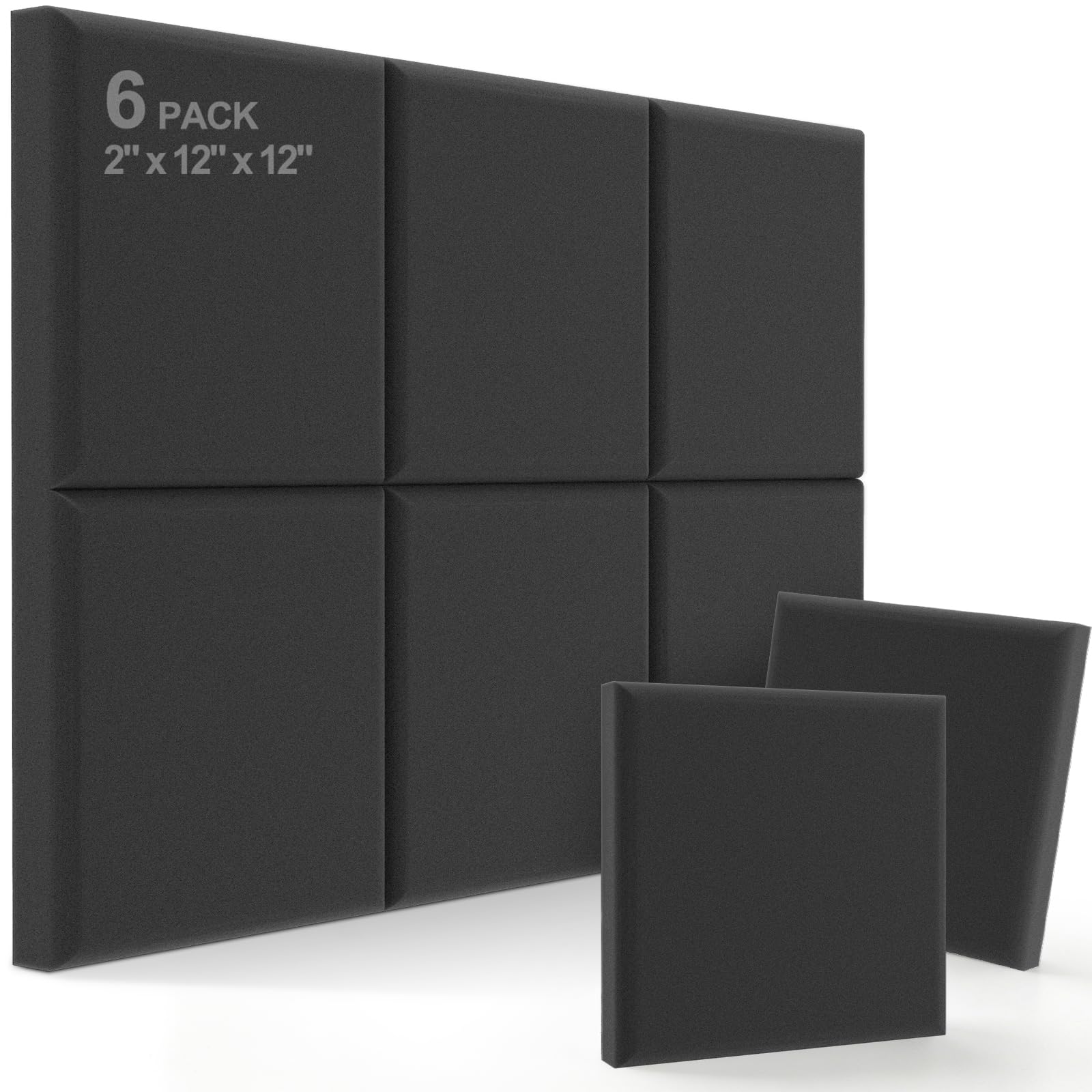 JBER Pannelli fonoassorbenti in schiuma per studio acustico, confezione da 6, 5,1 x 30,5 x 30,5 cm, pannelli fonoassorbenti a forma di piramide a cuneo fonoassorbente