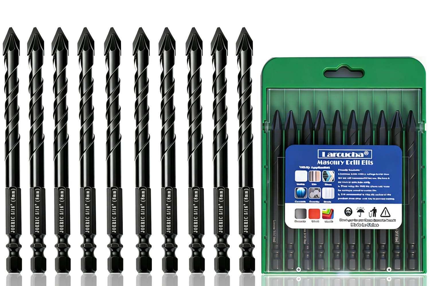Black Ceramic Drill Bits - 10pc Masonry Set -10