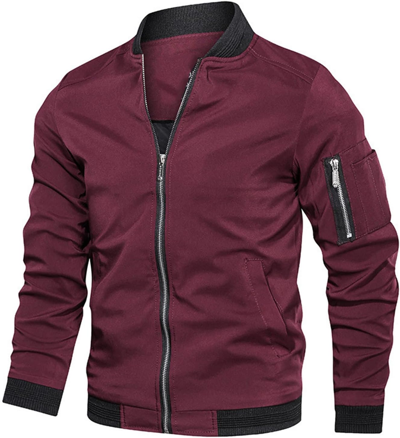 Mens Varsity Jacket Windbreaker Causal Slim Fit Cotton Bomber Jackets Fashion Vintage Sweatshirt Coats With Pocket