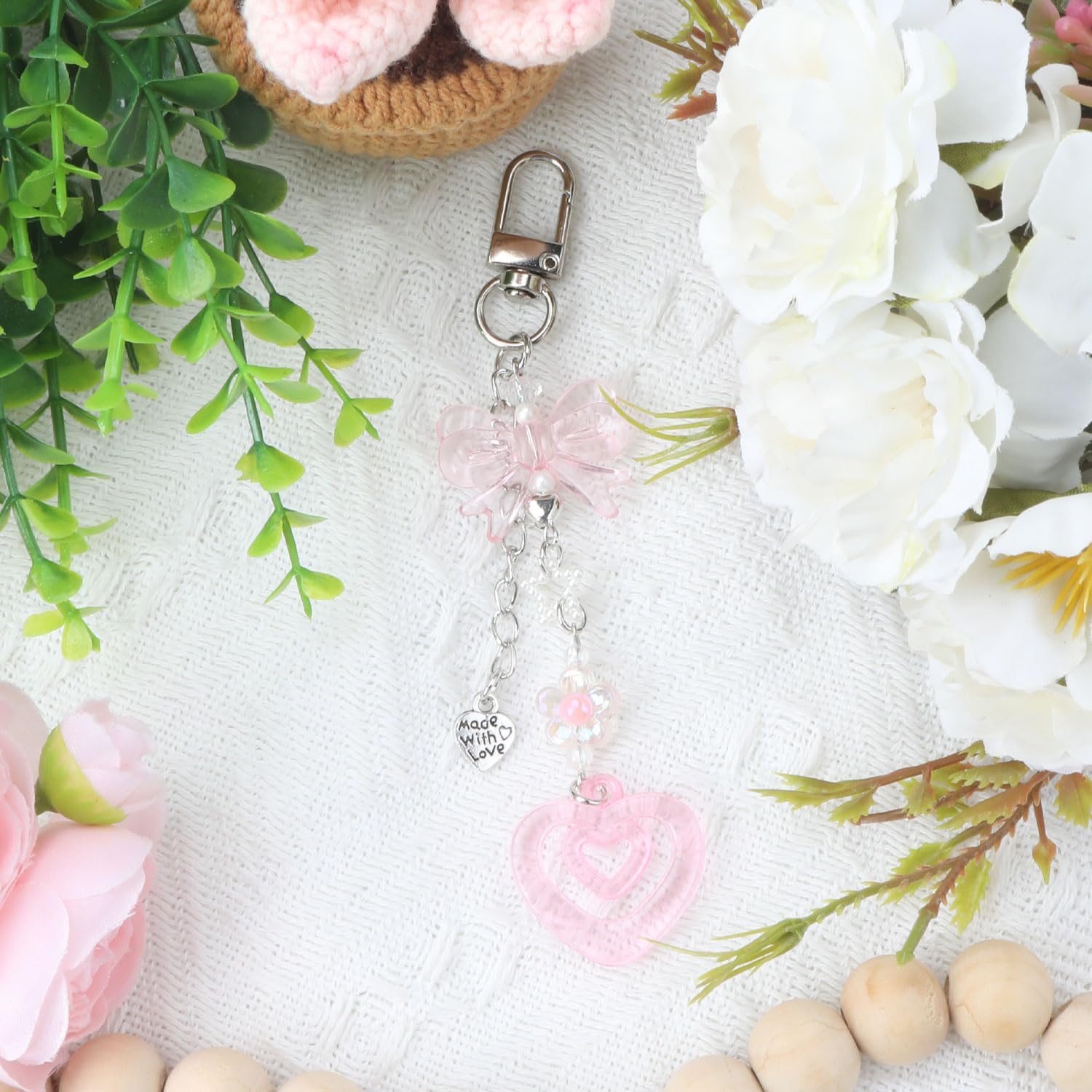 Y2K Butterfly Keychain Heart Keychains Bow Keyring Bear Keycharms Y2K Charms for Keys Cute Retro Aesthetic image 5