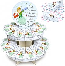 Regalami. Shop 30 Small Prince Confetti Boxes for Christening, Communion or Graduation, Complete with Card and Cake Display, Favors for Confetti and Event Keepsake (Small P)