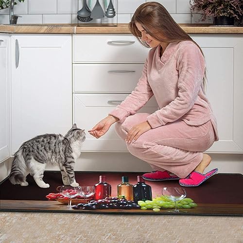 Miniatura 4 de Ghroiep Juego de 2 alfombras decorativas de cocina con vino tinto estilo granja, tapetes absorbentes antideslizantes lavables para el hogar, 17 x 47