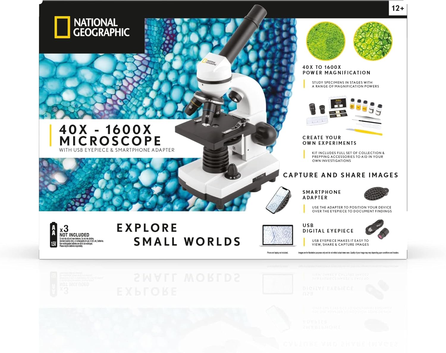 National Geographic 40x-1600x Microscope with USB Eyepiece and Smartphone Adapter