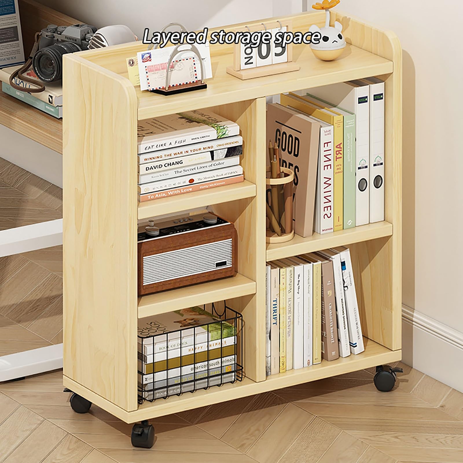 Amazon.co.jp: 車輪付き移動式本棚 可動式本棚カート 省スペース 多