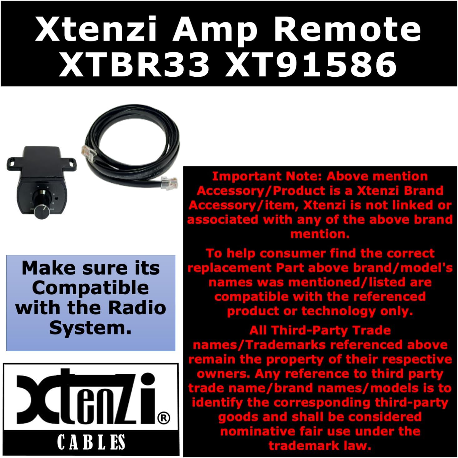Xtenzi Bass Gain Volume Knob Control Remote XTBR33 Replacment KNOB for Z-BR II Remote Level Control Compatiable with Z-II Series, Z-SP Series amplifiers