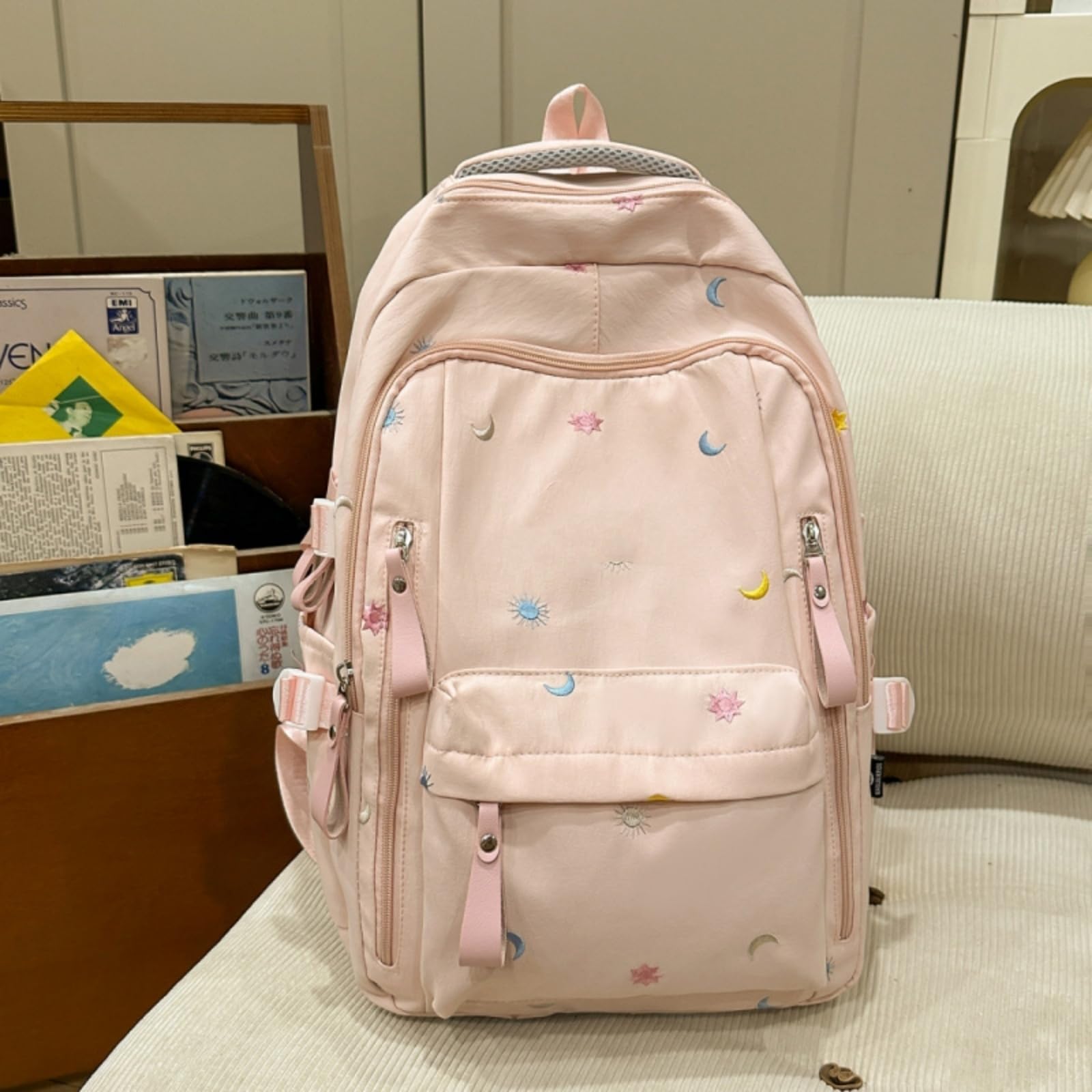 Zaino Star Moon Ricamato Ragazze Zaino, Grande capacità Nicchia Elegante Campus Borsa