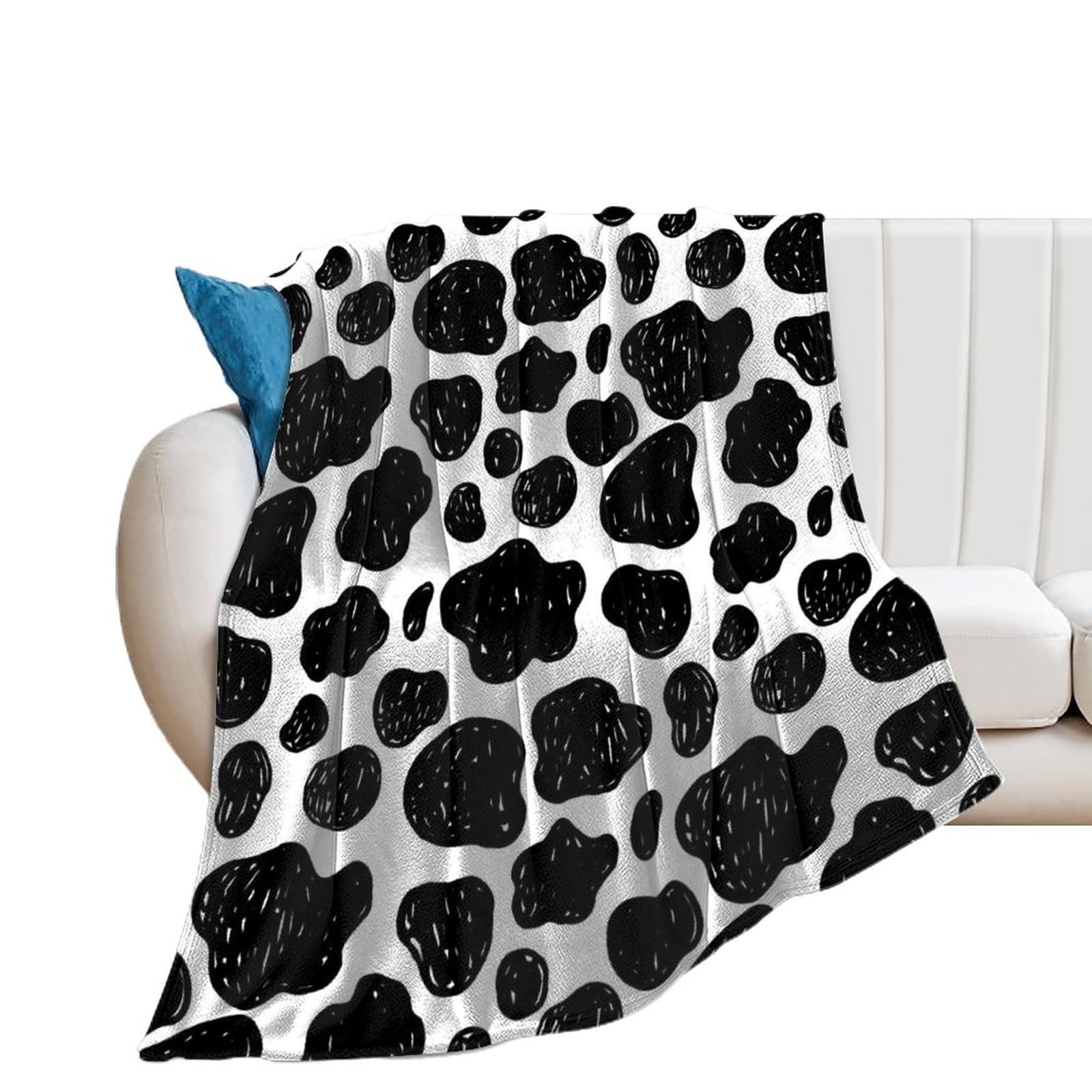 Couverture polaire léopard noir douce et chaude pour lit et canapé 100x130 cm