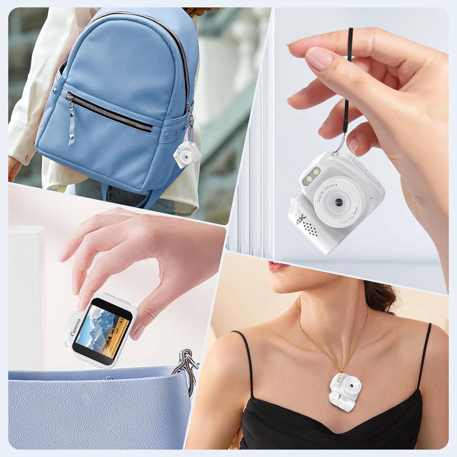 Generic Mini Camera 4K HD Video Recorder - Keychain Digital Camcorder with 32GB Card, 1.54" HD Display, Long Battery Life, Ultra-Portable Tiny Camera for Travel/Vlog/Night Shots (White)