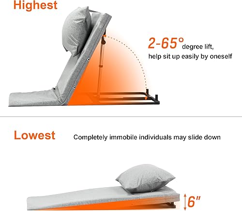 Miniatura 2 de Skuehod Respaldo de cama ajustable para personas mayores con discapacidad lesionada, silla de respaldo sentada para cuello lumbar y espalda con