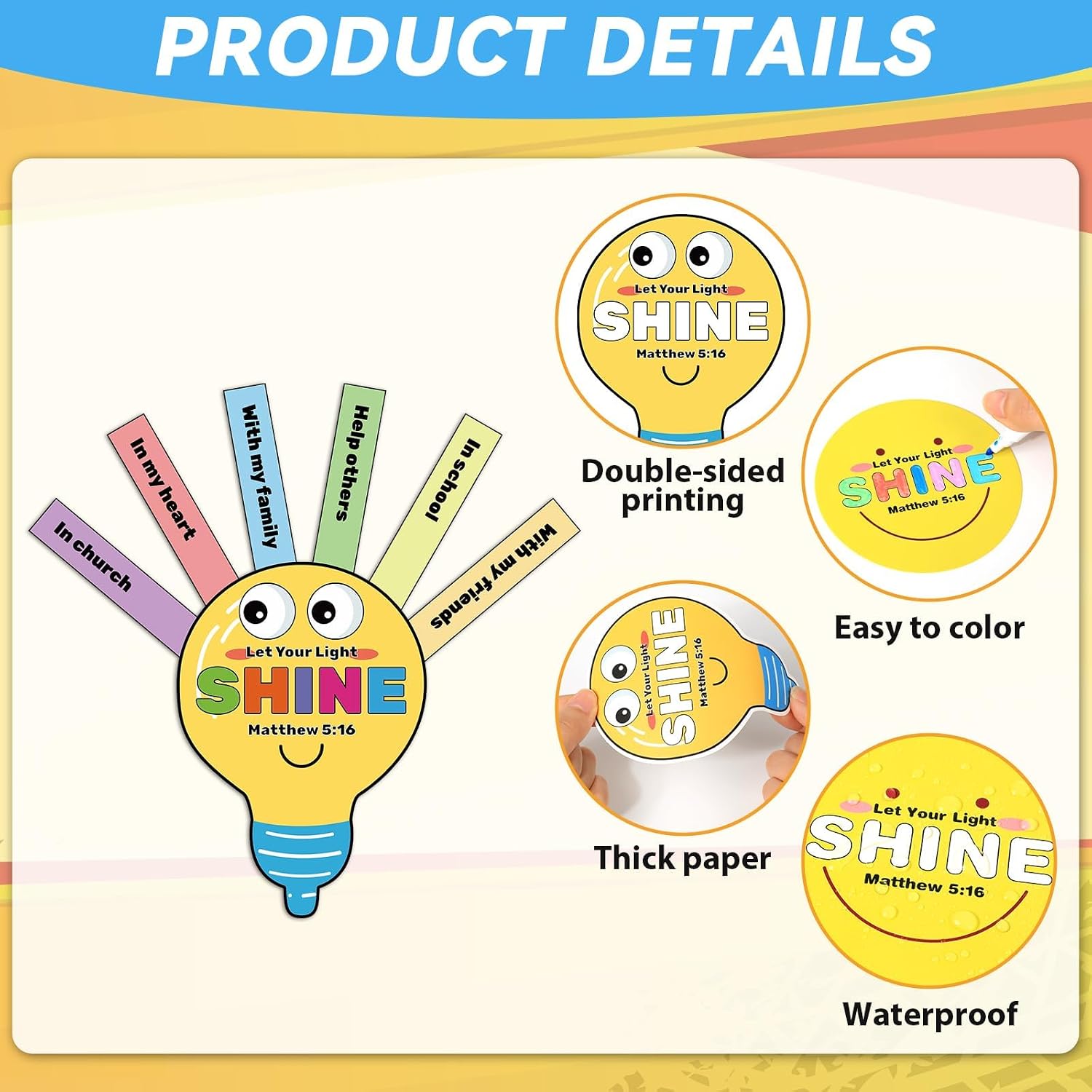 Yomjress 24 Sets and Bible VBS Crafts Jesus Religious Party Supplies Let Your Light Shine Handmade Christian Light Station Craft Kit for Church Exchange Gifts