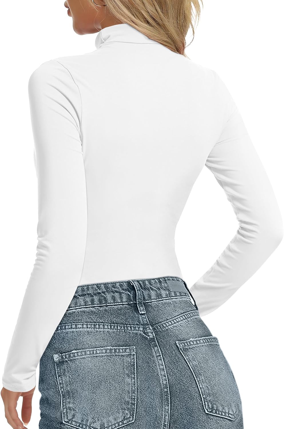 YOGINGO Women's Long Sleeve Mock Turtle Neck Fleece Lined Bodysuits Basic Going Out BodySuit Leotards for Colder Weather