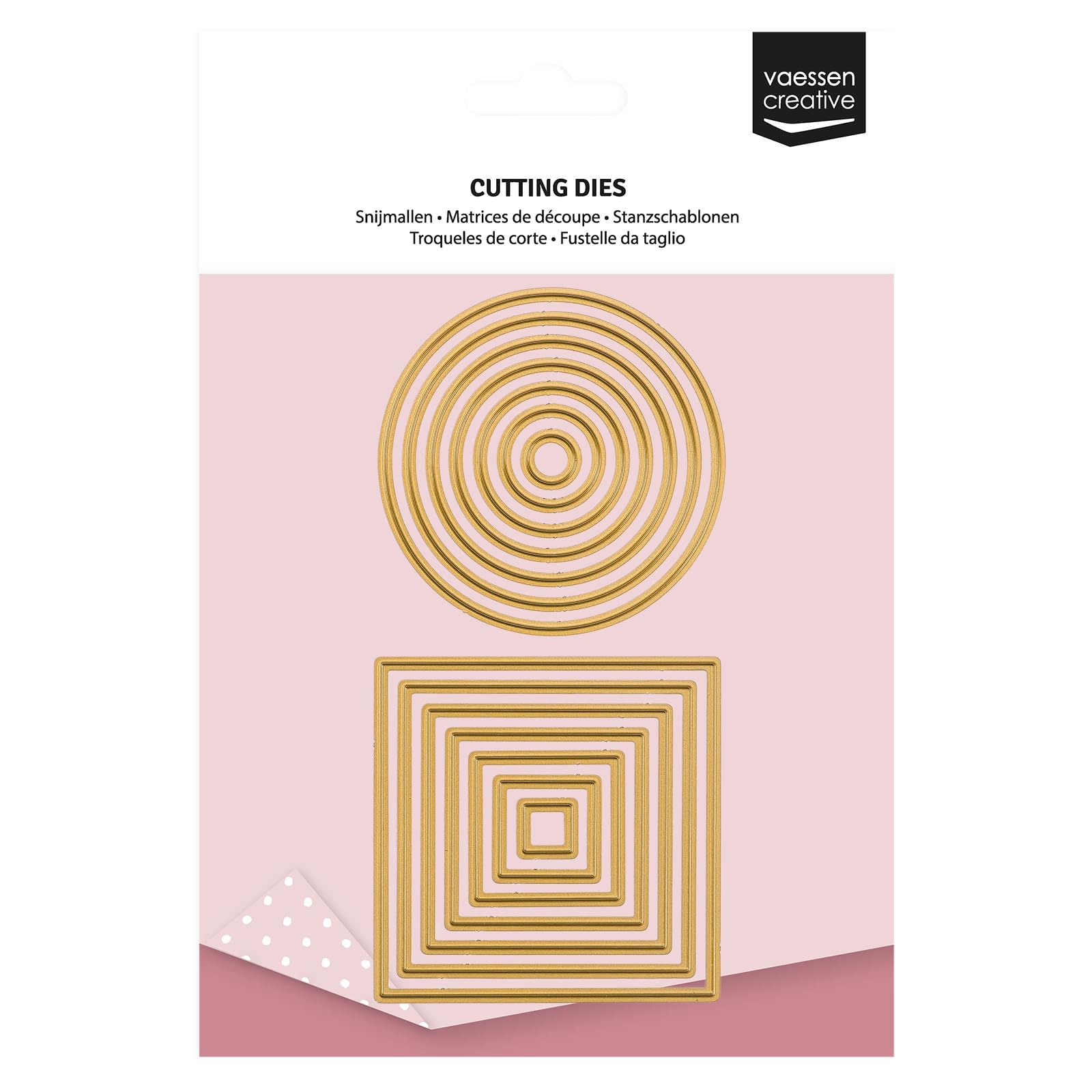 Vaessen Creative Cutting Dies Set - Circles & Squares - 14 pcs of 0.4 x 0.4" to 2.8 x 2.8" - for Mini Machine - Card Making Supplies - for Scrapbooking and Paper Crafts