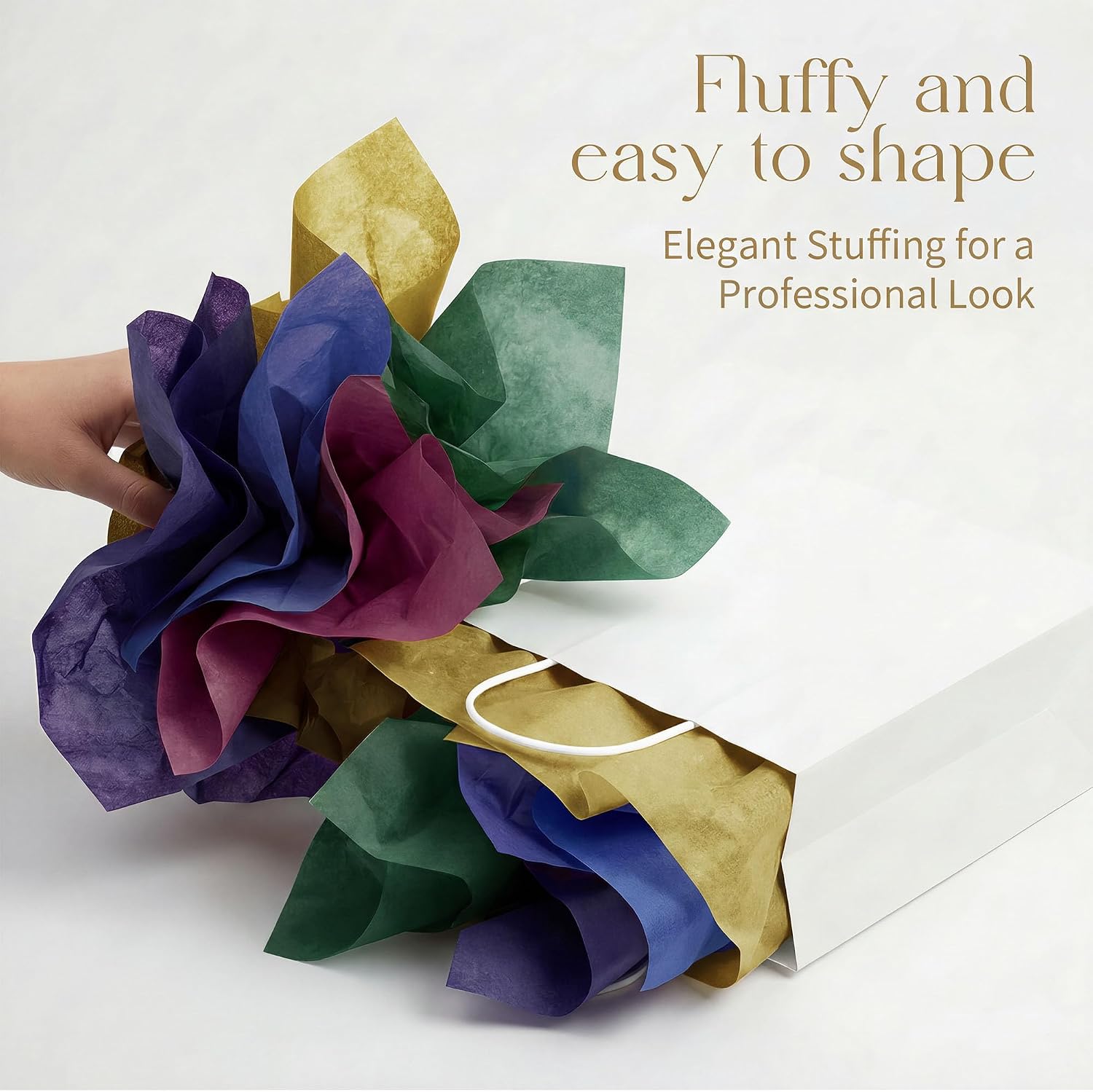 UNIQOOO 500 Sheets Jewel Tone Tissue Paper Bulk for Gift Bags, 20x14 Inch Gift Gold Wrapping Tissue Paper, Acid Free 17gsm Colored Wrap Sheets for Christmas Birthday Party DIY Crafts