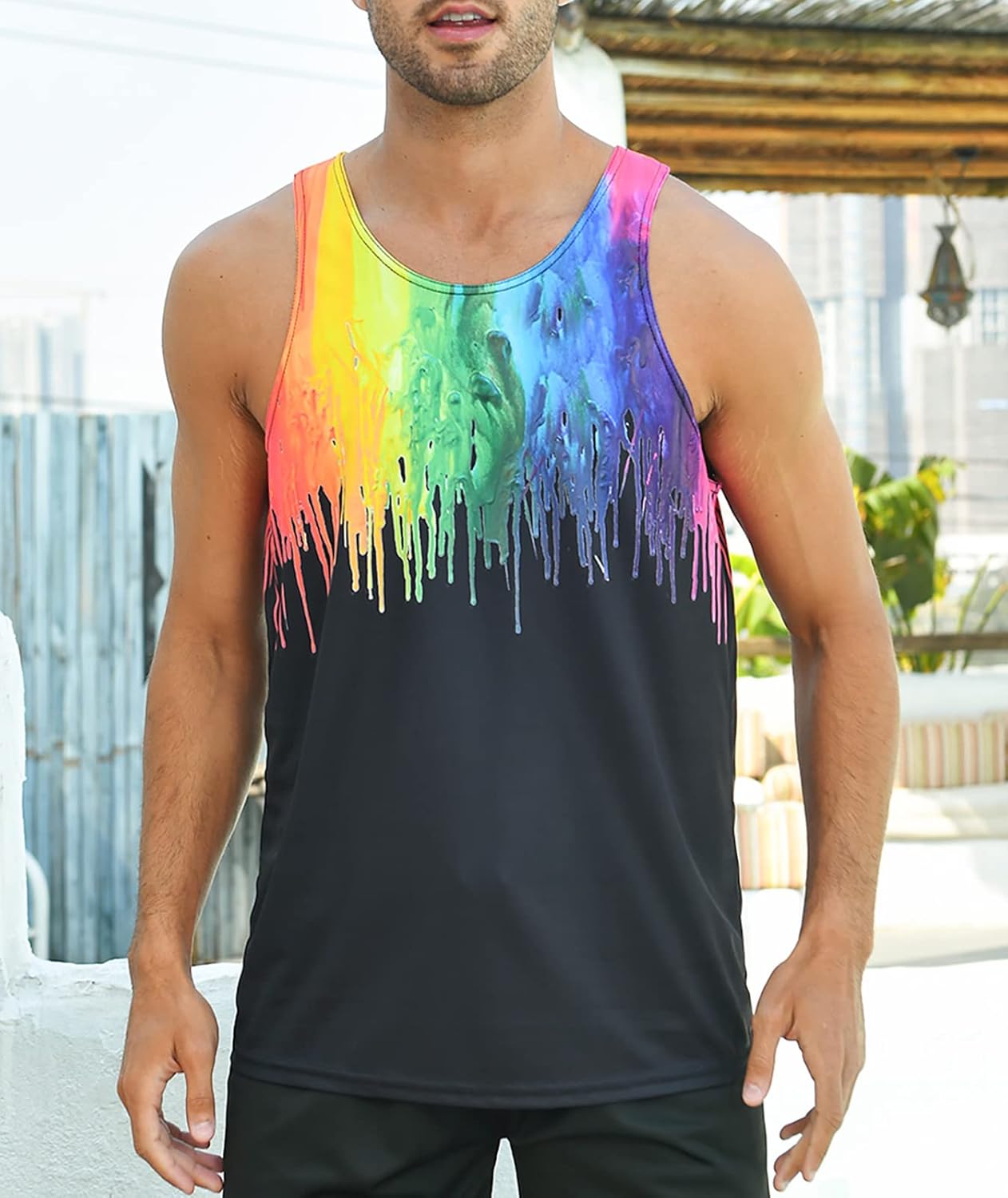 RAISEVERN Mens Tank Tops Summer Sleeveless Tee Cool Workout T-Shirts Beach Novelty Undershirts - Image 2