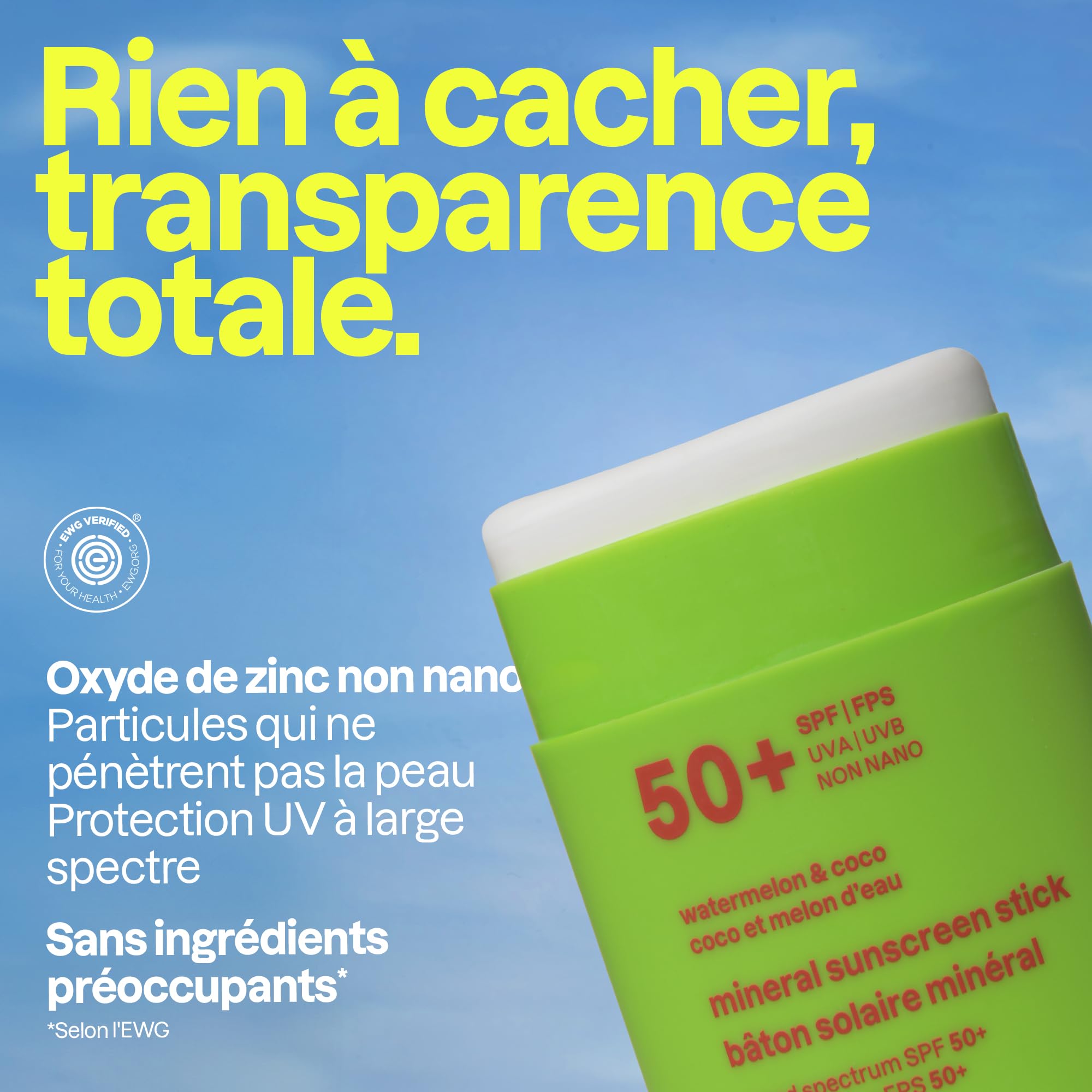 ATTITUDE Crème Solaire Minérale pour Enfants SPF 50, Large Spectre à l’Oxyde de Zinc, Vérifié EWG, Non Nano, Léger pour Visage et Corps, Végan, Parfum Coco & Pastèque, 60 g