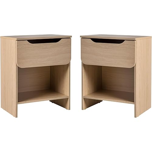 Walker Edison Modern 1-Drawer Simple Nightstand, 2pack, Riviera 2-Pack