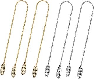 Napkin Clips 4 Pieces Bib Holder Clips Adjustable Chains Classic Metal Lanyard Neck Strap for Dental Restaurant Dining Painting Picnic Bib Clips