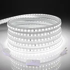 AIMENGTE Fitas De Led Para Áreas Externas - Fita De Led À Prova D'Água, Iluminação Ca 110 V, 360 Leds, 6500 K, Luzes De Corda De Led Para Jardim, Pátio, Gramado, Cozinha Embaixo Do Armário, Quarto